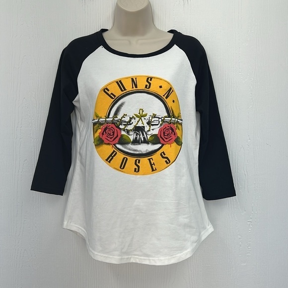 DREAGAL - Guns N Roses Yellow Graphic Black And White Baseball T Small - Picture 2 of 8